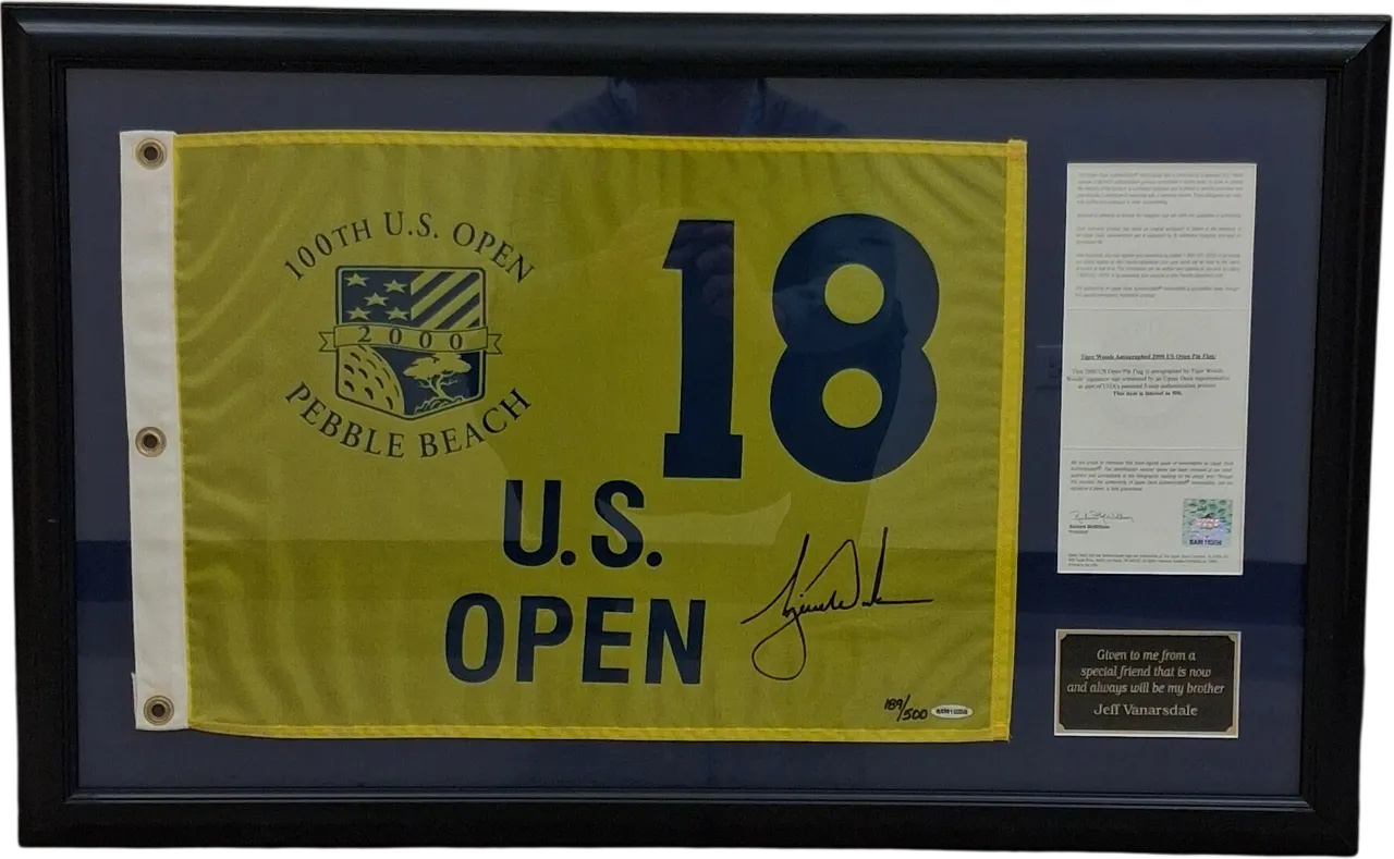 Tiger Woods's Framed Pin Flag